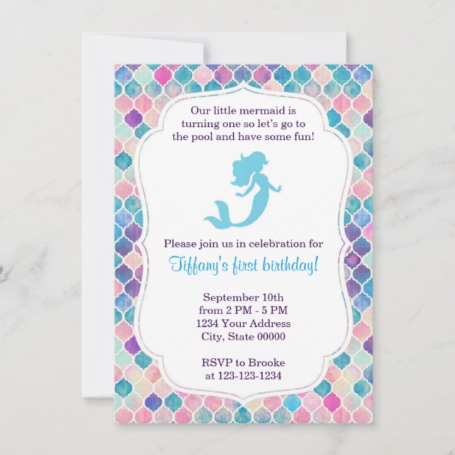 Invitation à l'anniversaire de Mermaid (Devant)