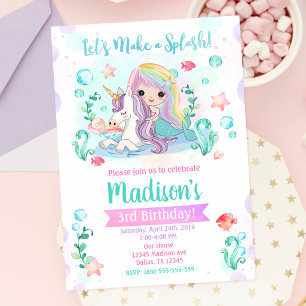 Invitation à l'anniversaire de Mermaid / Mermaid &