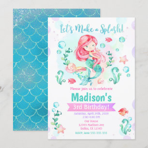 Invitation à l'anniversaire de Mermaid / Sous la b
