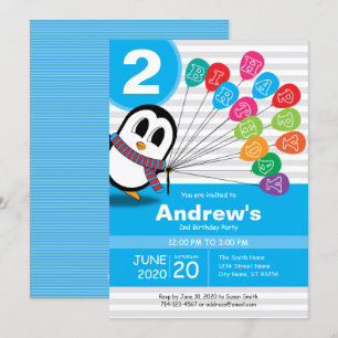 Invitation à l'anniversaire de mignonne Penguin