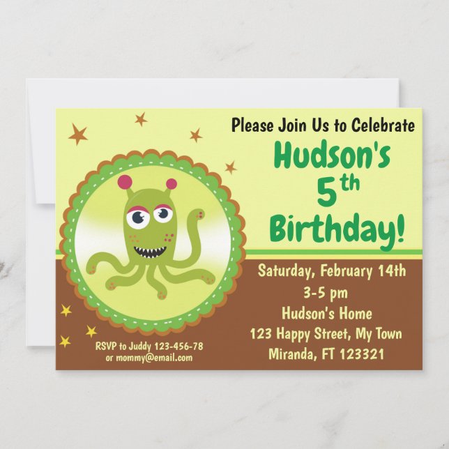 Invitation à l'anniversaire de Monster (Devant)
