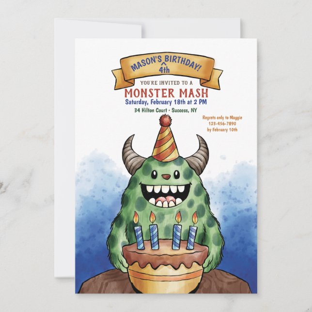 Invitation à l'anniversaire de Monster (Devant)