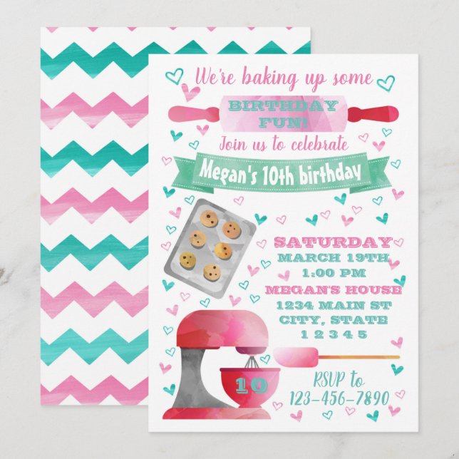 Invitation à l'anniversaire de naissance (Devant / Derrière)