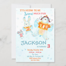 Invitation à l'anniversaire de neige Invitation à 