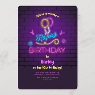 Invitation à l'anniversaire de Neon