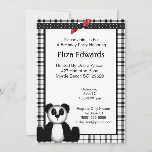 Invitation à l'anniversaire de Panda Bear (Devant)