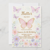 Invitation à l'anniversaire de papillon modifiable
