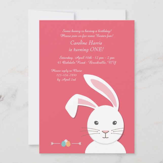 Invitation à l'anniversaire de Pâques de Bunny Bla (Devant)