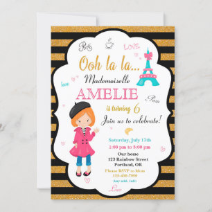 Invitation à l'anniversaire de Paris Fille Eiffel