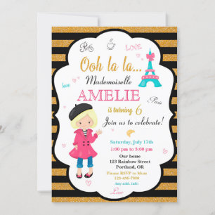 Invitation à l'anniversaire de Paris Fille Eiffel