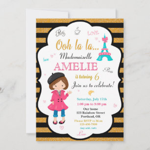 Invitation à l'anniversaire de Paris Fille Eiffel 