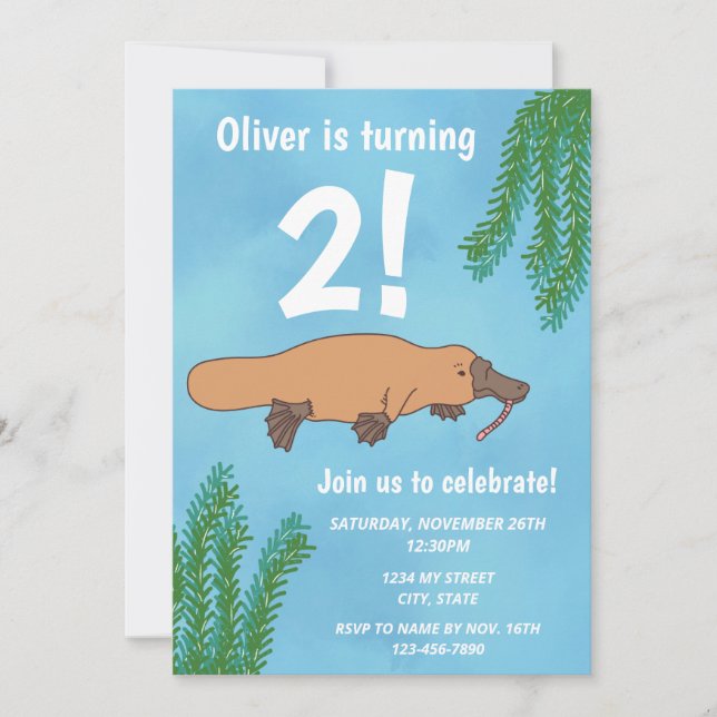 Invitation à l'anniversaire de Platypus (Devant)