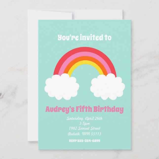 Invitation à l'anniversaire de Rainbow (Devant)