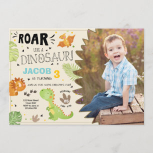 Invitation à l'anniversaire de Roar Dinosaur Dino 
