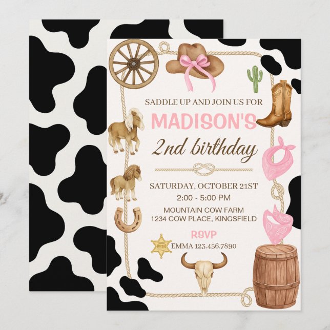 Invitation à l'anniversaire de Rodéo modifiable (Devant / Derrière)