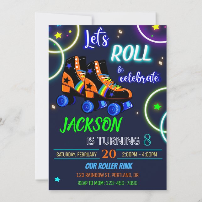 Invitation à l'anniversaire de Roller garçon Invit (Devant)