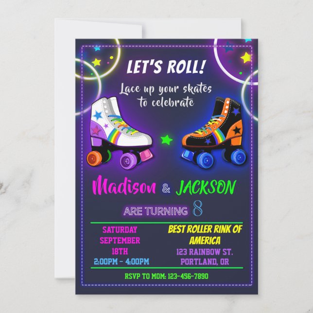 Invitation à l'anniversaire de Roller pour garçon  (Devant)
