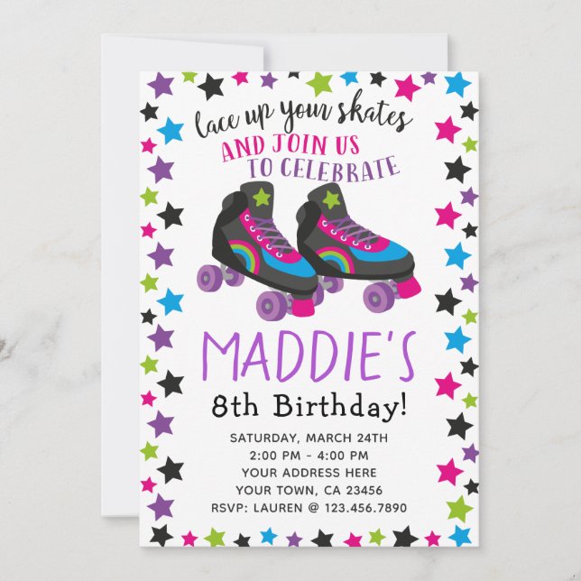 Invitation à l'anniversaire de Roller Skate (Devant)