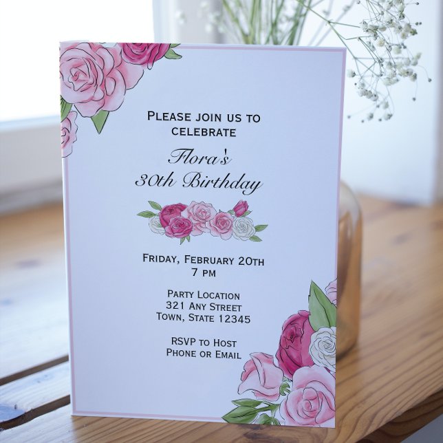 Invitation à l'anniversaire de rose (Créateur téléchargé)