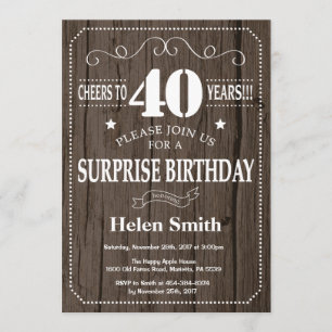 Invitation à l'anniversaire de Rustic Surprise