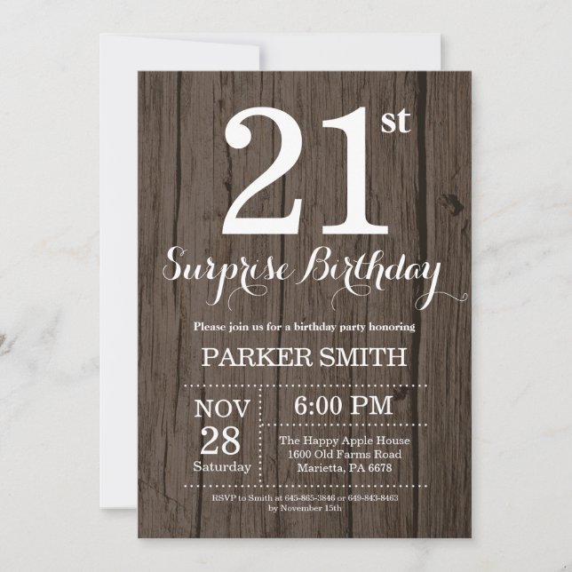 Invitation à l'anniversaire de Rustic Surprise (Devant)