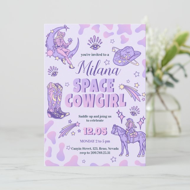Invitation à l'anniversaire de Space Purple Cowgir (Debout devant)