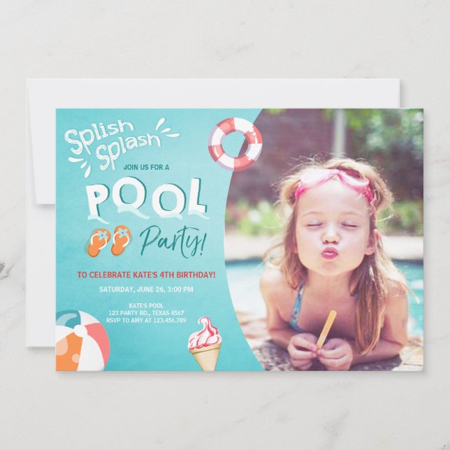 Invitation à l'anniversaire de Splish Splash (Devant)