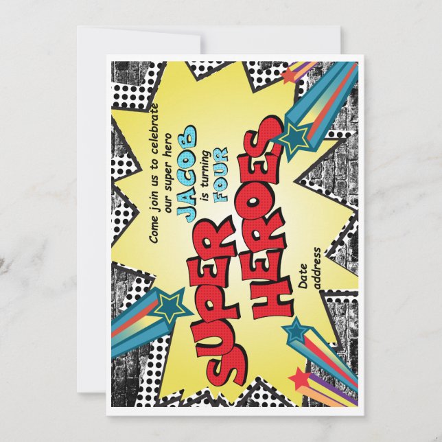INVITATION À L'ANNIVERSAIRE DE SUPER HERO (Devant)