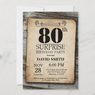 Invitation à l'anniversaire de Surprise Rustic Vin