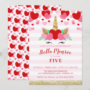 Invitation à l'anniversaire de Sweetheart Valentin