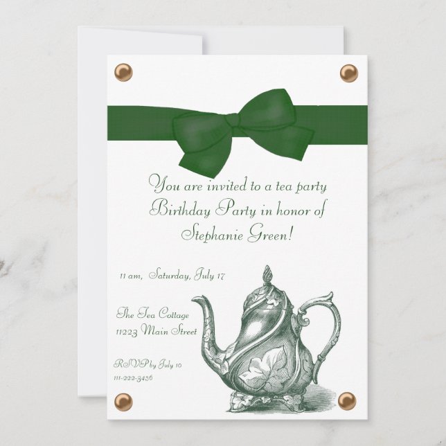 Invitation à l'anniversaire de Tea Party (Devant)