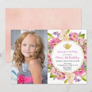 Invitation à l'anniversaire de Tea Party, photo d'