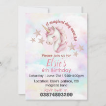 Invitation à l'anniversaire de thème de licorne fi