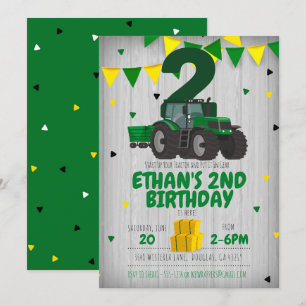 Invitation à l'anniversaire de Tracteur quel que s