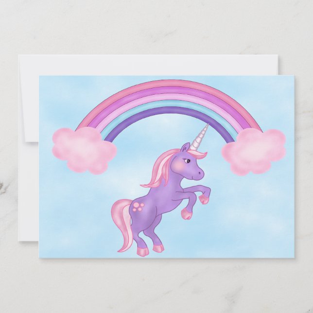 Invitation à l'anniversaire de Unicorn et Rainbow (Devant)