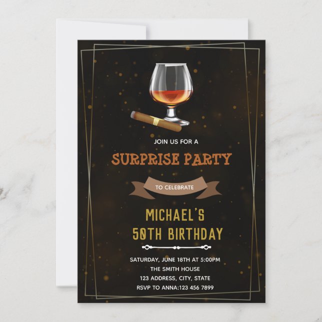 Invitation à l'anniversaire de vin et de cigare (Devant)