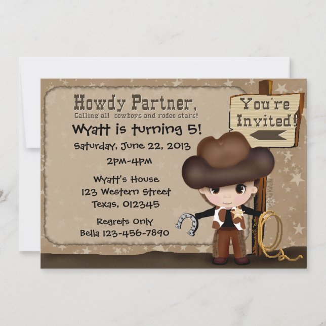 Invitation à l'anniversaire de Western Cowboy (Devant)