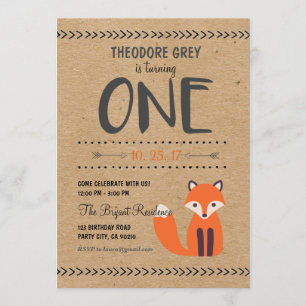 Invitation à l'anniversaire de Woodland Fox Chevro