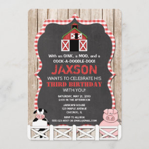 Invitation à l'anniversaire des animaux de ferme g