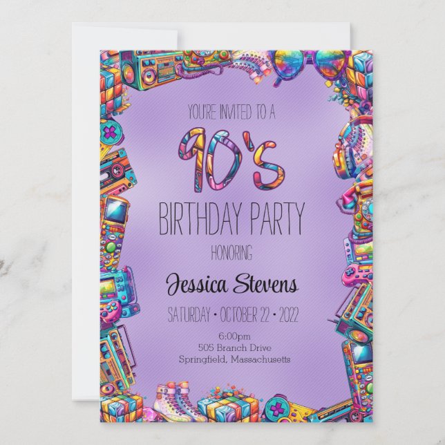 Invitation à l'anniversaire des années 90 (Devant)