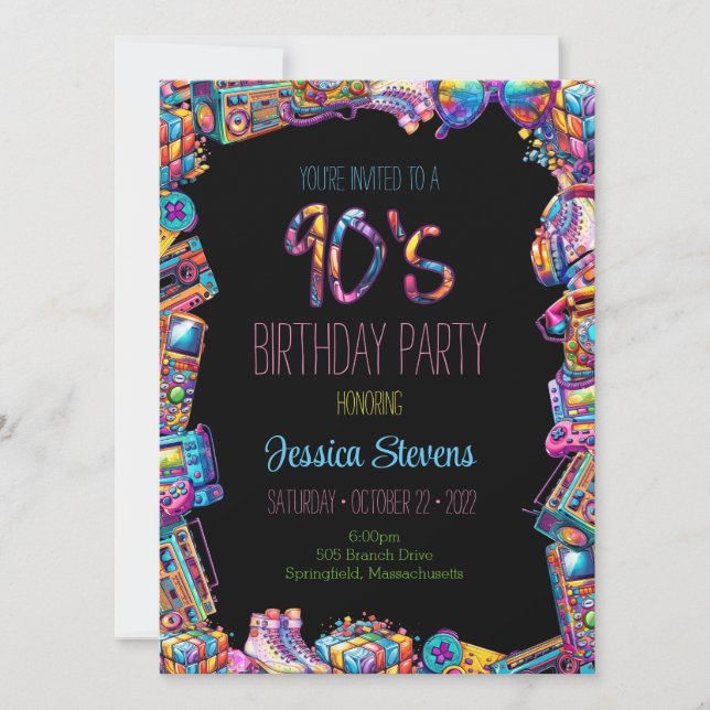 Invitation à l'anniversaire des années 90 (Devant)