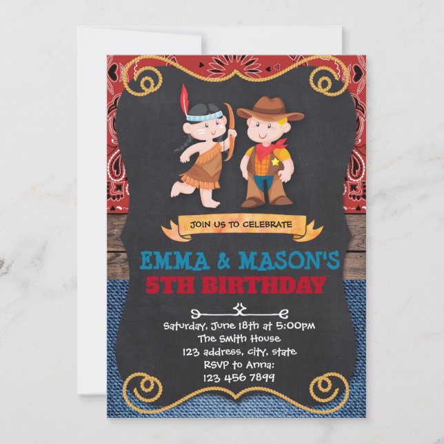 Invitation à l'anniversaire des Cowboys et des Ind (Devant)