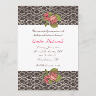 Invitation à l'anniversaire des femmes roses et Br