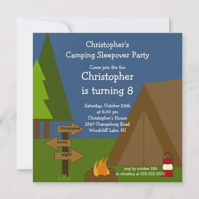 Invitation à l'anniversaire des garçons du camping (Devant)