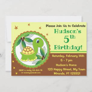 invitation à l'anniversaire des tortues mignonnes