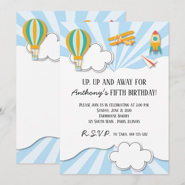 Invitation à l'anniversaire des vols (Devant / Derrière)