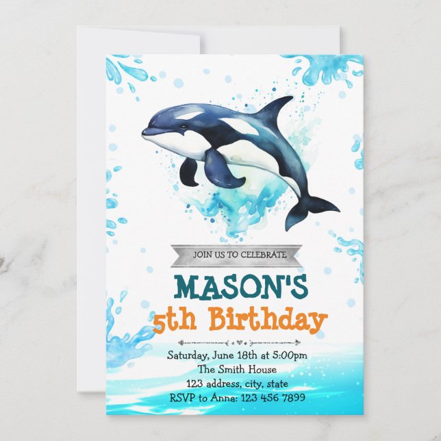 Invitation à l'anniversaire d'Orca (Devant)