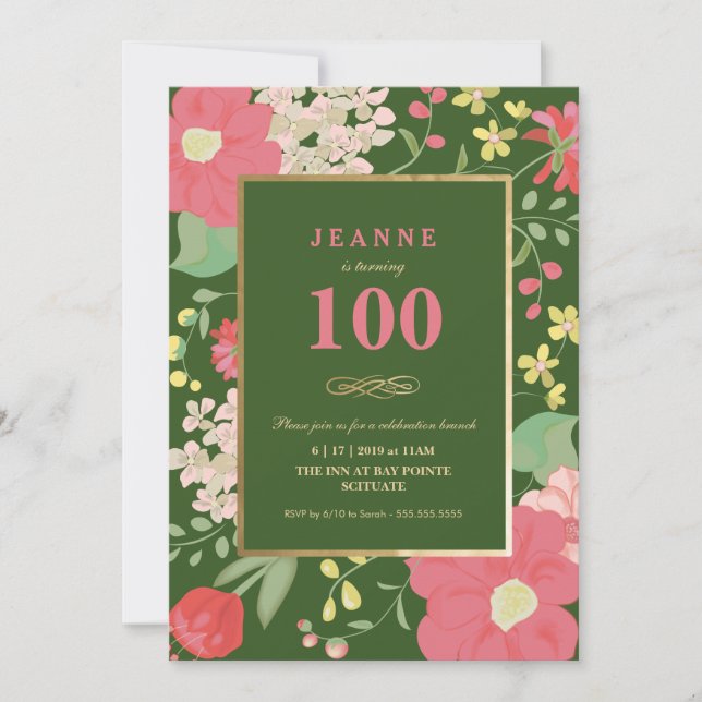 Invitation à l'anniversaire du 100e anniversaire - (Devant)