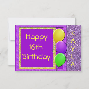 Invitation à l'anniversaire du 16e Bling PURPLE CU