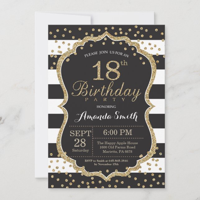 Invitation à l'anniversaire du 18e anniversaire. P (Devant)